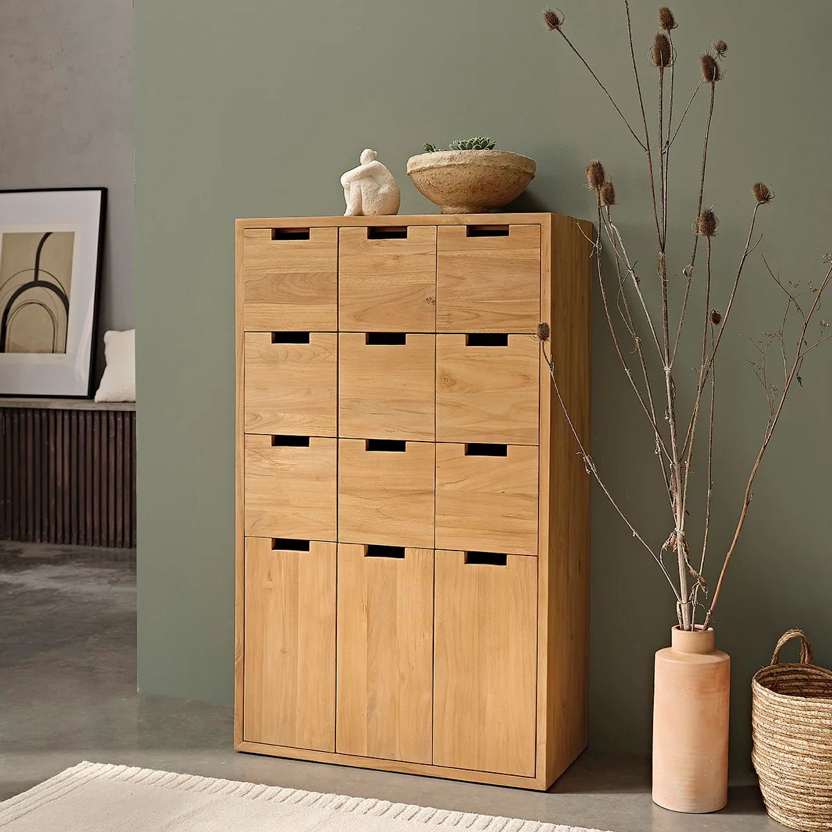Armoire d'entrée en teck massif 80 cm - Image 3