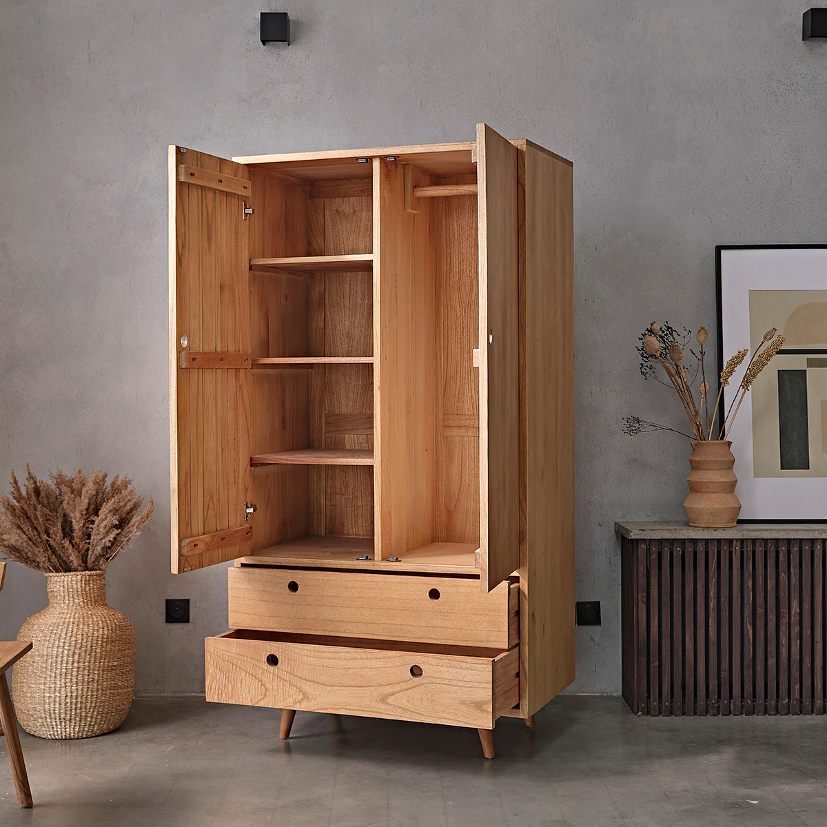 Armoire en mindi massif 190 cm - Image 4