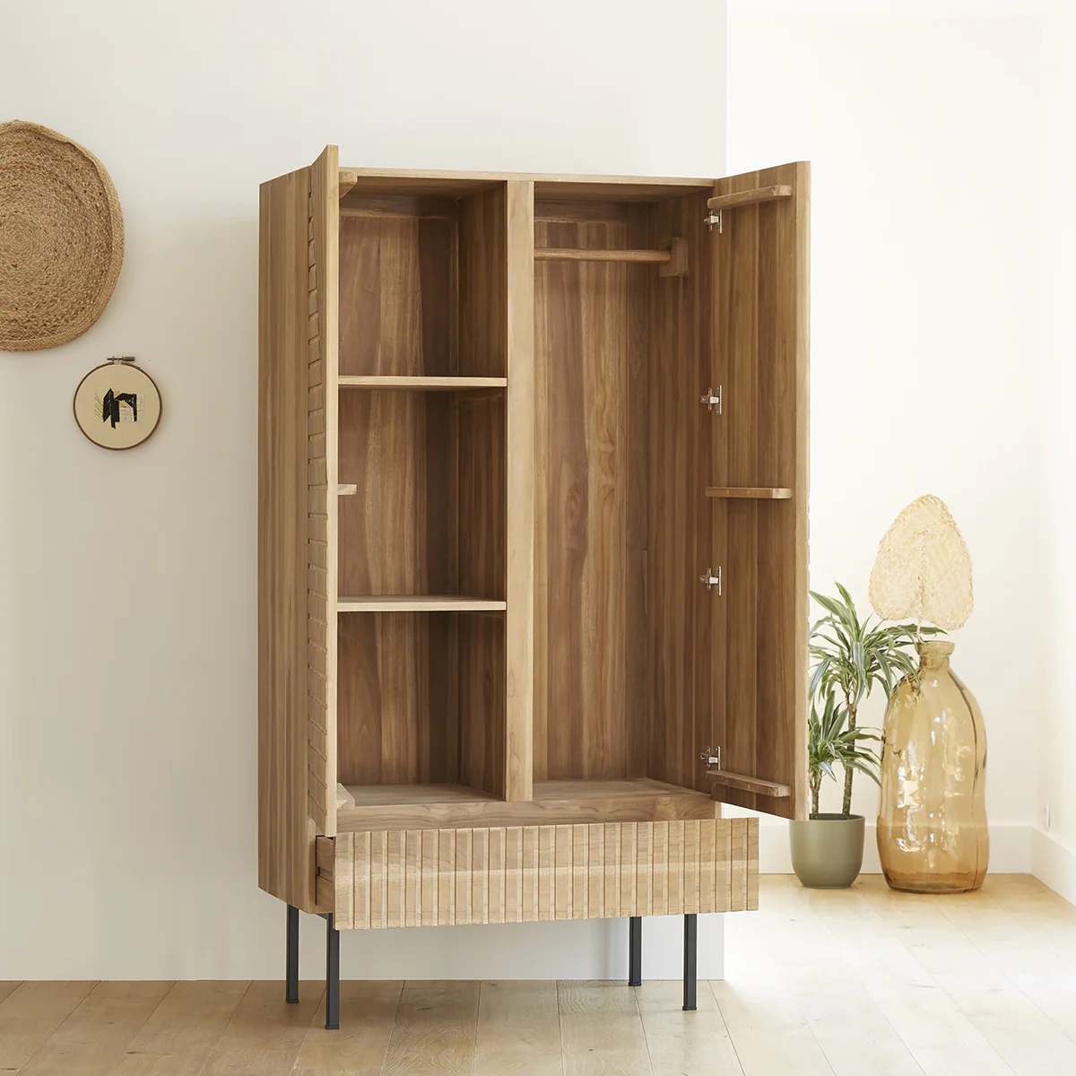 Armoire en teck massif 95 cm - Image 3