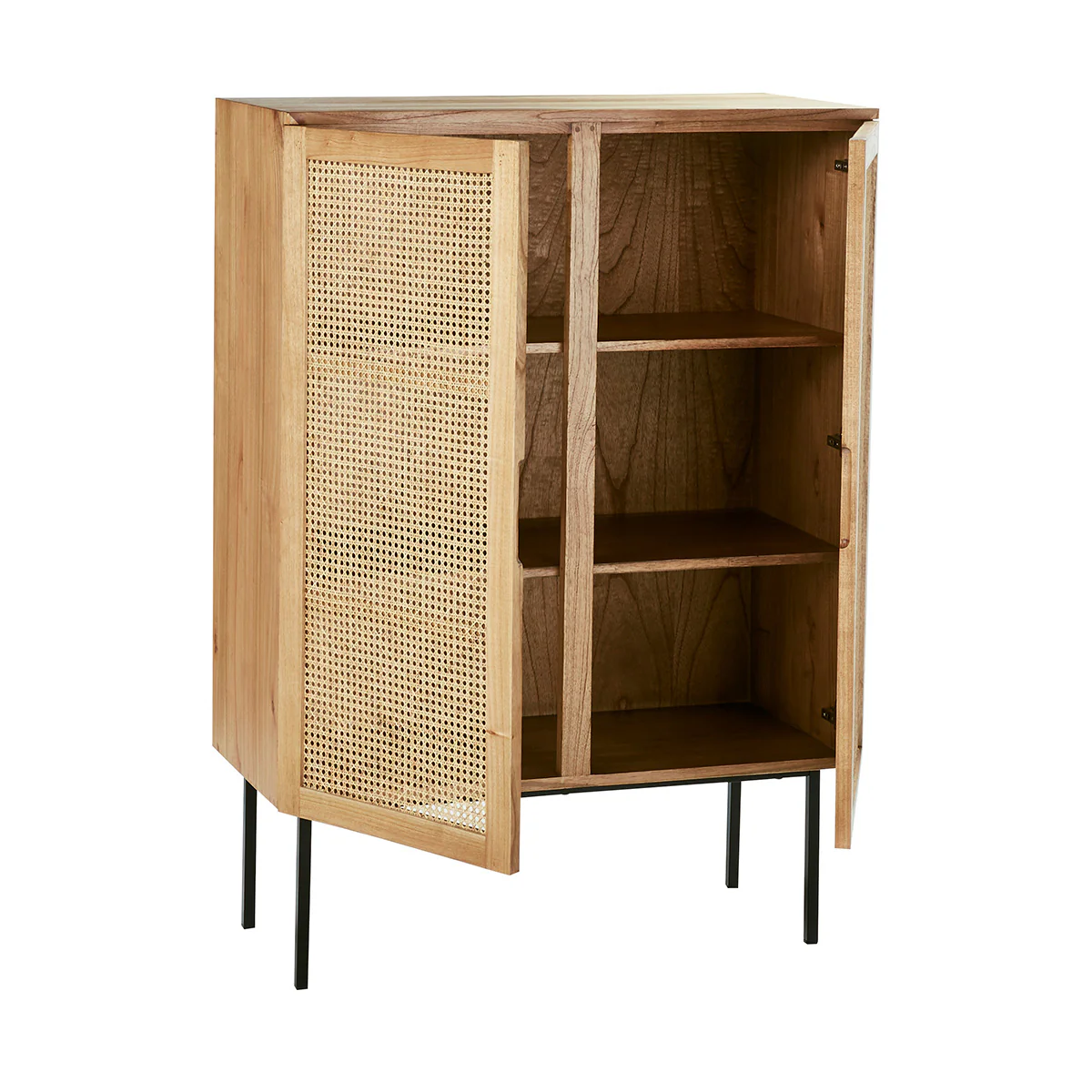 Armoire en mindi massif et cannage 100 cm - Image 3