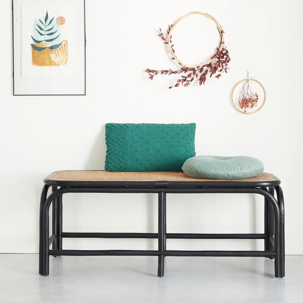 Banc en rotin et cannage 120 cm