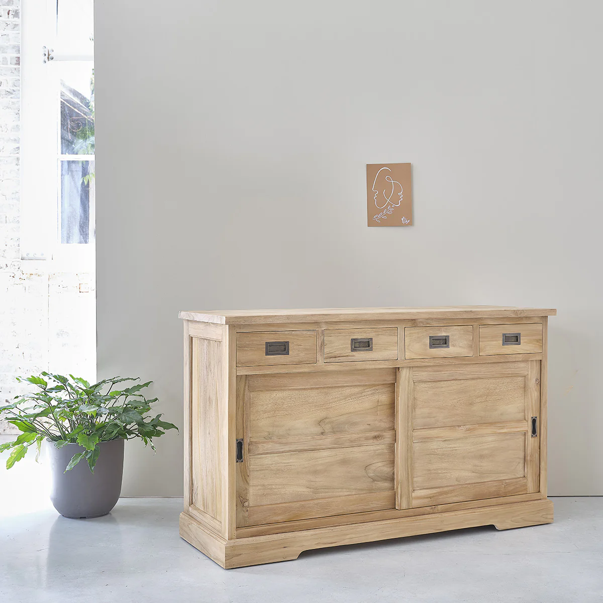 Buffet en teck massif 150 cm - Image 3