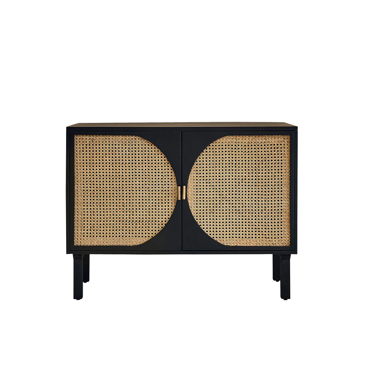 Buffet en manguier massif noir et cannage 100 cm - Image 2