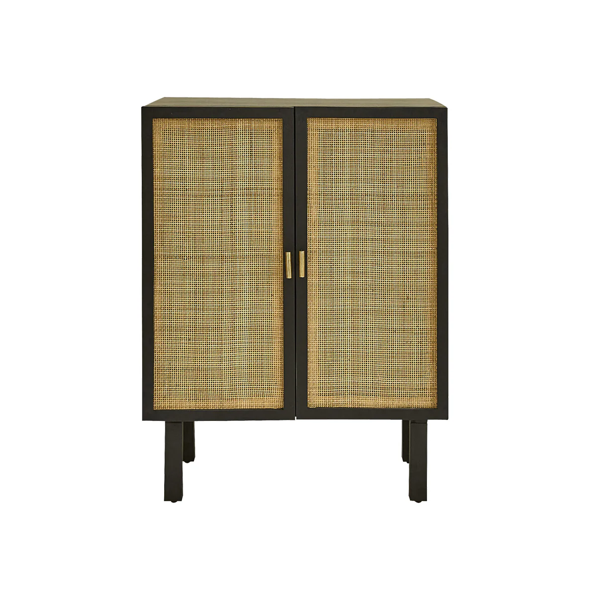 Buffet en manguier massif noir et cannage 68 cm - Image 2