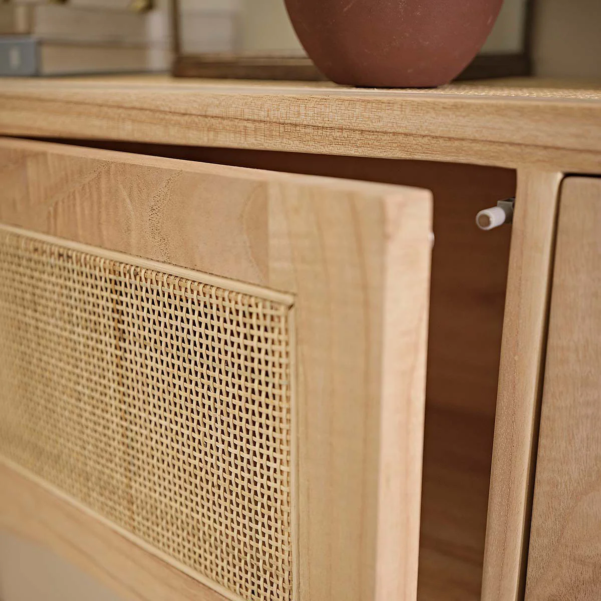 Buffet en mindi massif et cannage 190 cm - Image 6
