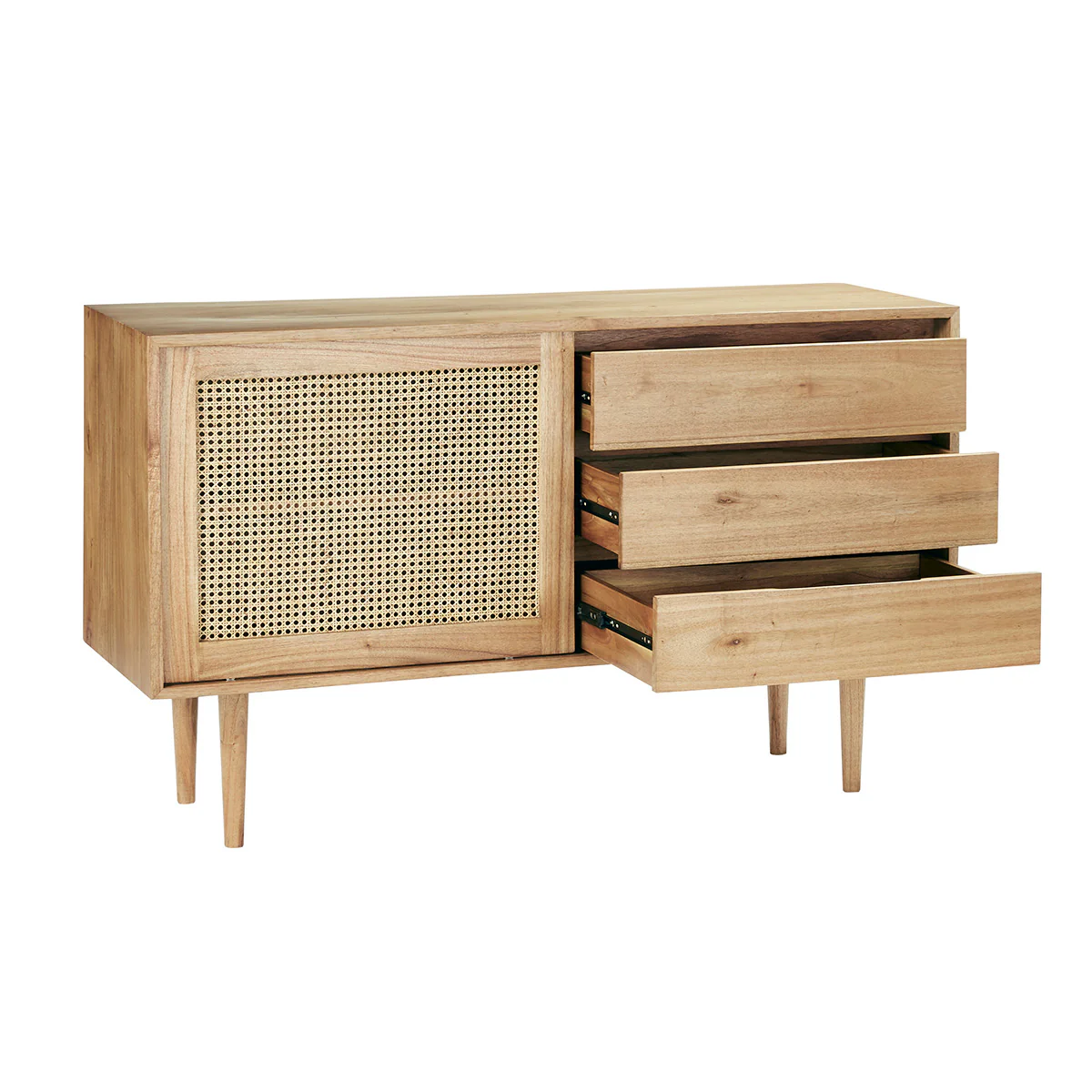 Buffet en mindi massif et cannage 135 cm - Image 4