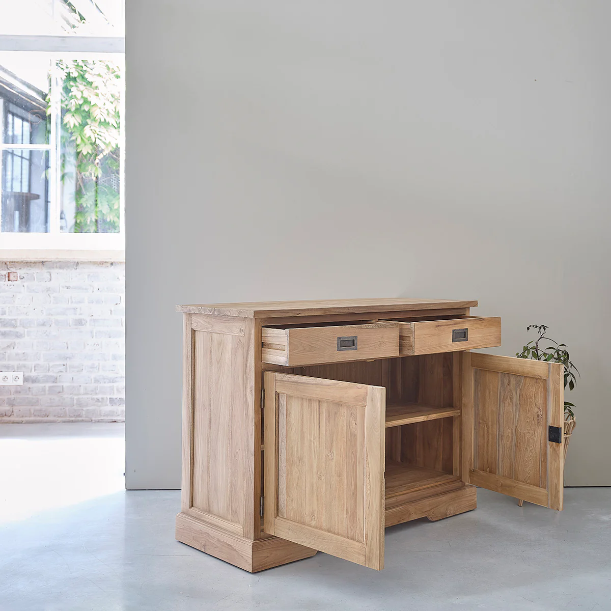 Buffet en teck massif 120 cm - Image 4