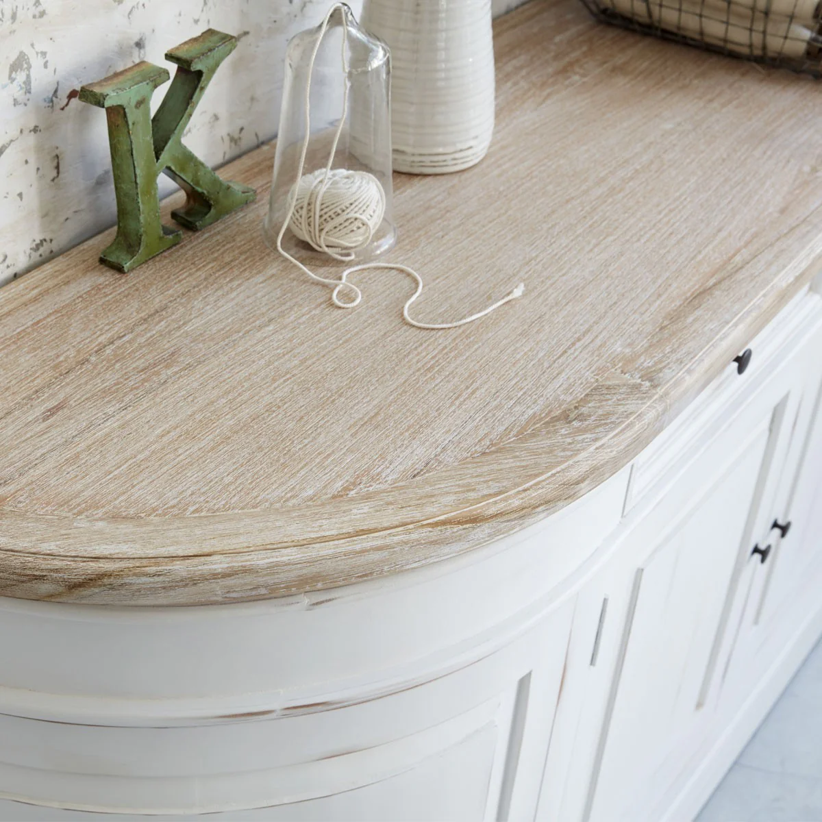 Buffet en acajou et teck massif 180 cm blanc - Image 4