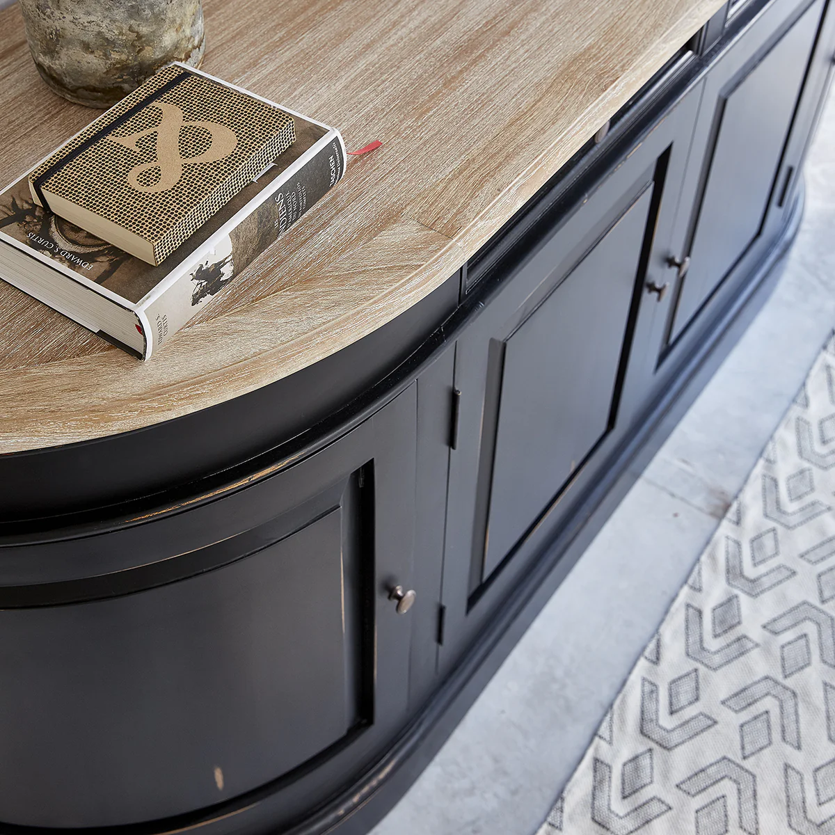 Buffet en acajou et teck massif 180 cm noir - Image 5