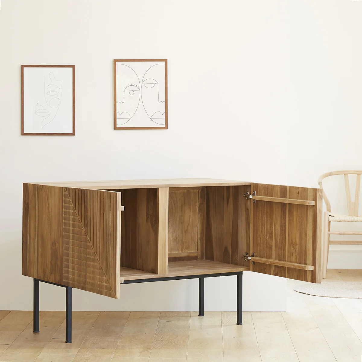 Buffet en teck massif 120 cm - Image 3