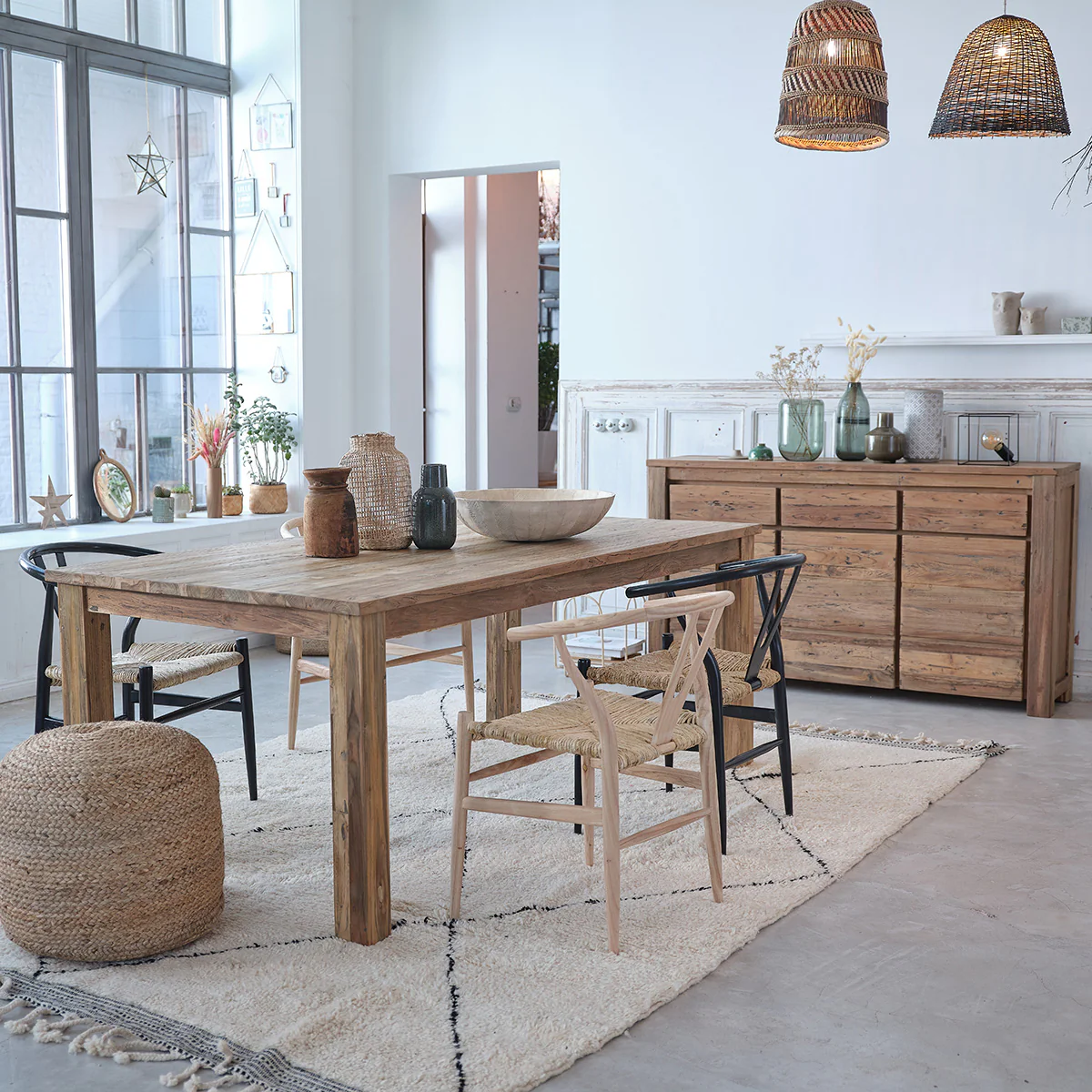 Buffet en teck massif recyclé 160 cm - Image 6