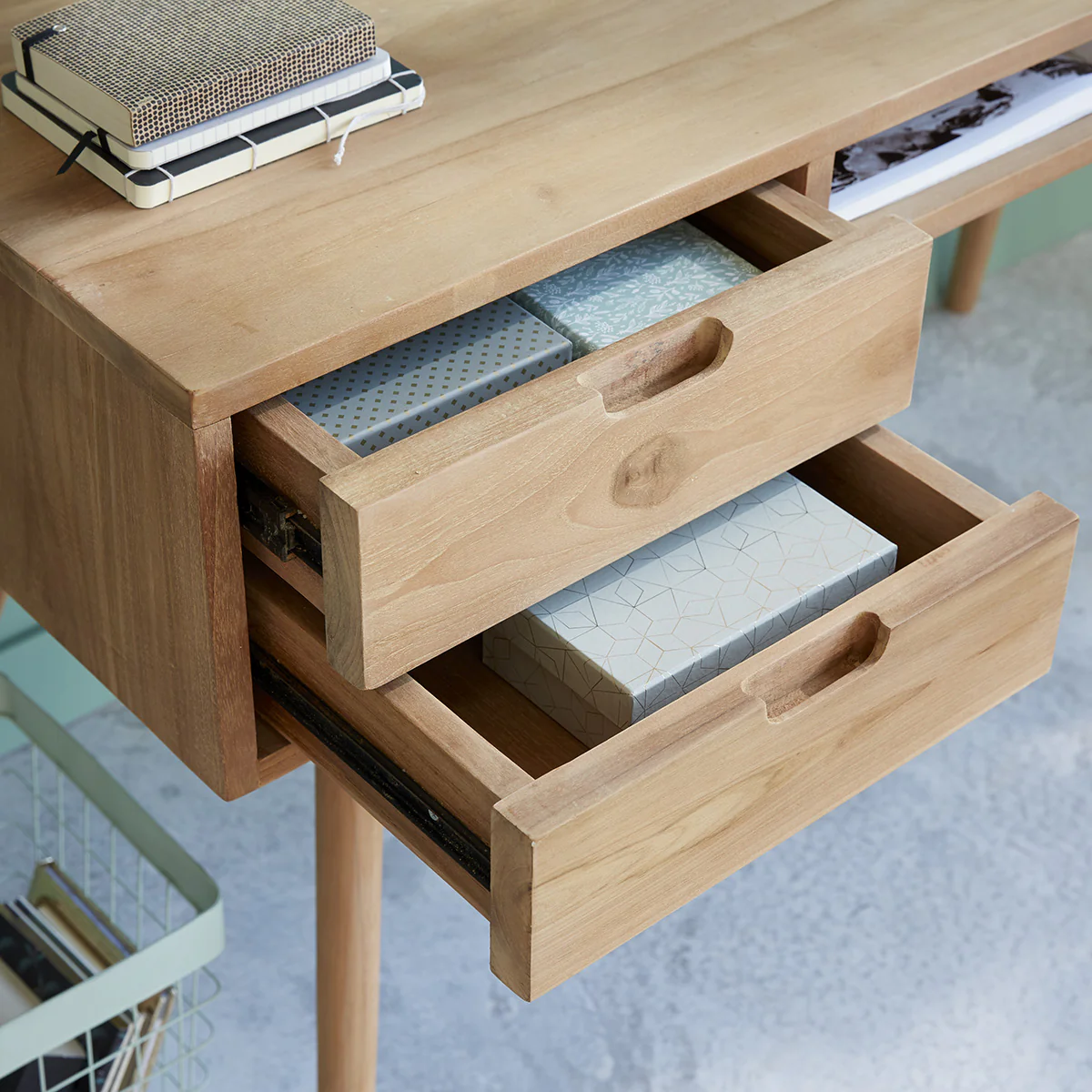 Bureau en teck massif 130 cm - Image 3