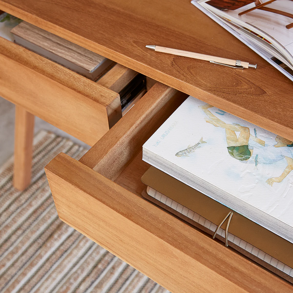 Bureau en teck massif 110 cm - Image 6