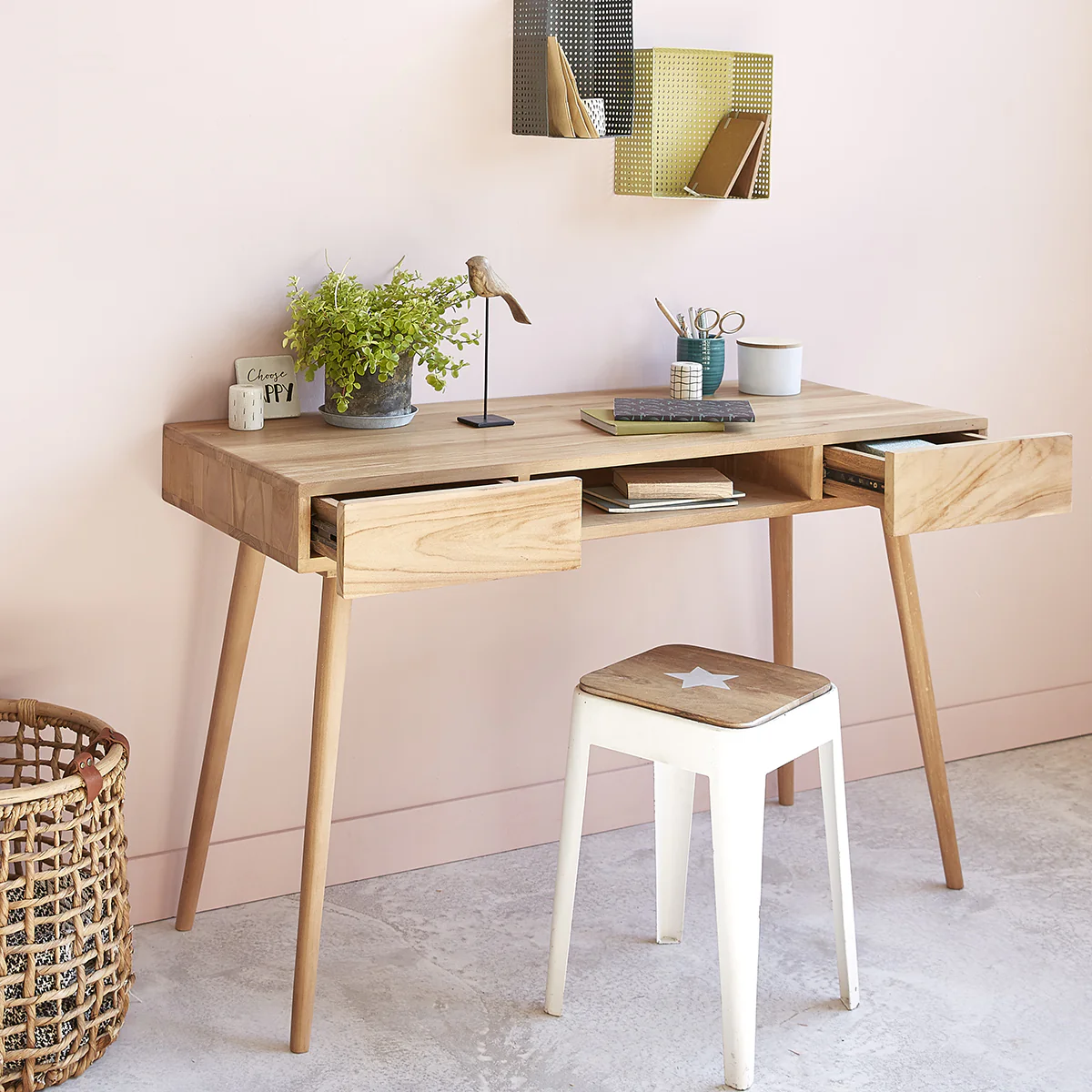Bureau en teck massif 120 cm - Image 5
