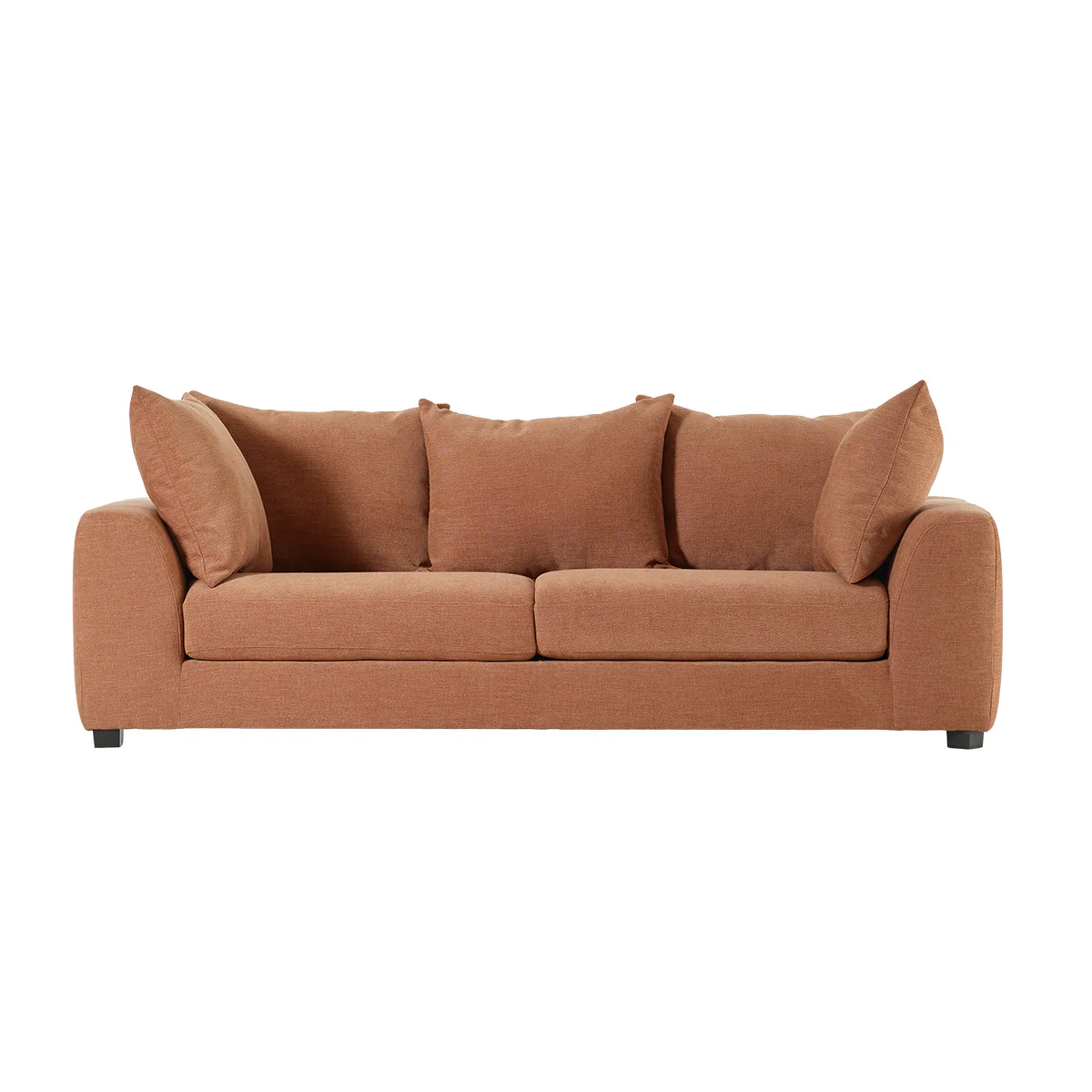 Canapé droit 4 places en tissu effet lin terracotta - Image 2