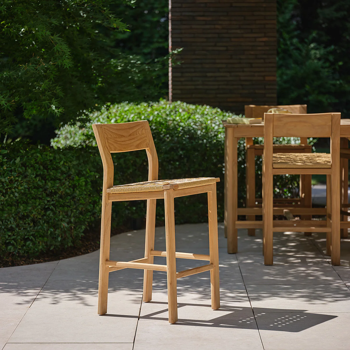 Chaise de bar jardin en teck massif premium