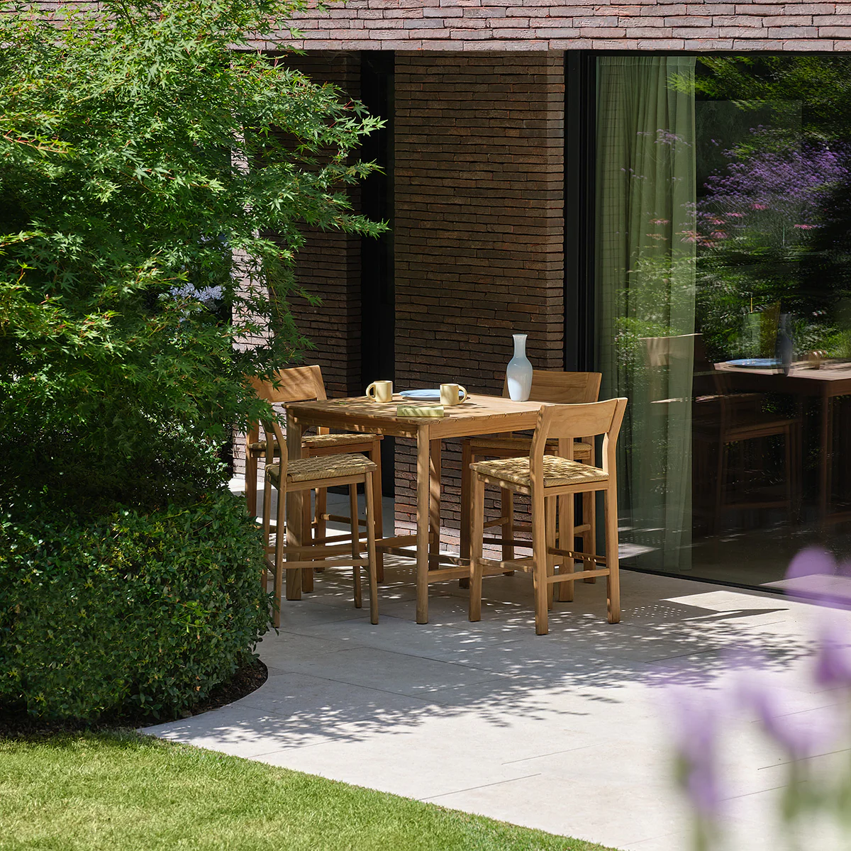 Chaise de bar jardin en teck massif premium - Image 7