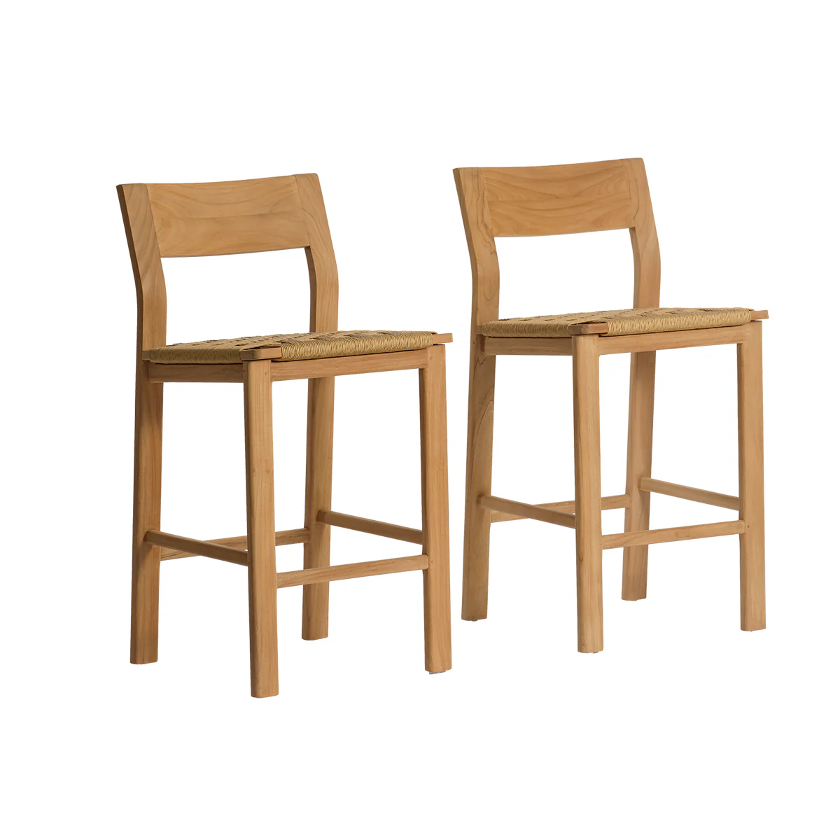 Chaise de bar jardin en teck massif (lot de 2) - Image 2