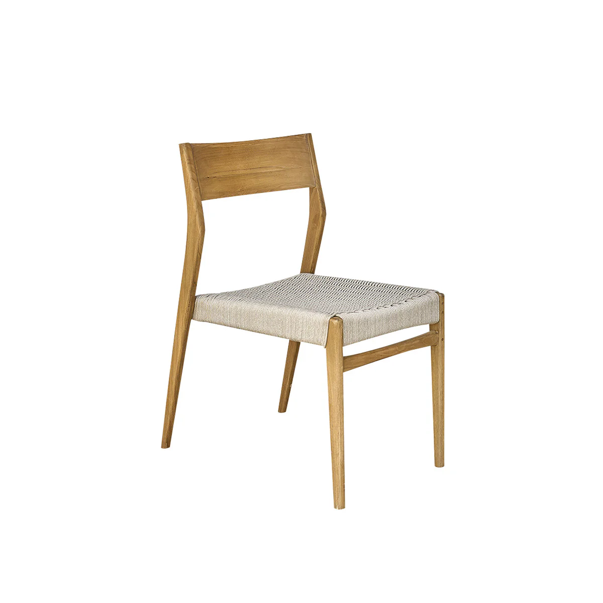 Chaise de jardin en teck massif et cordage beige - Image 2
