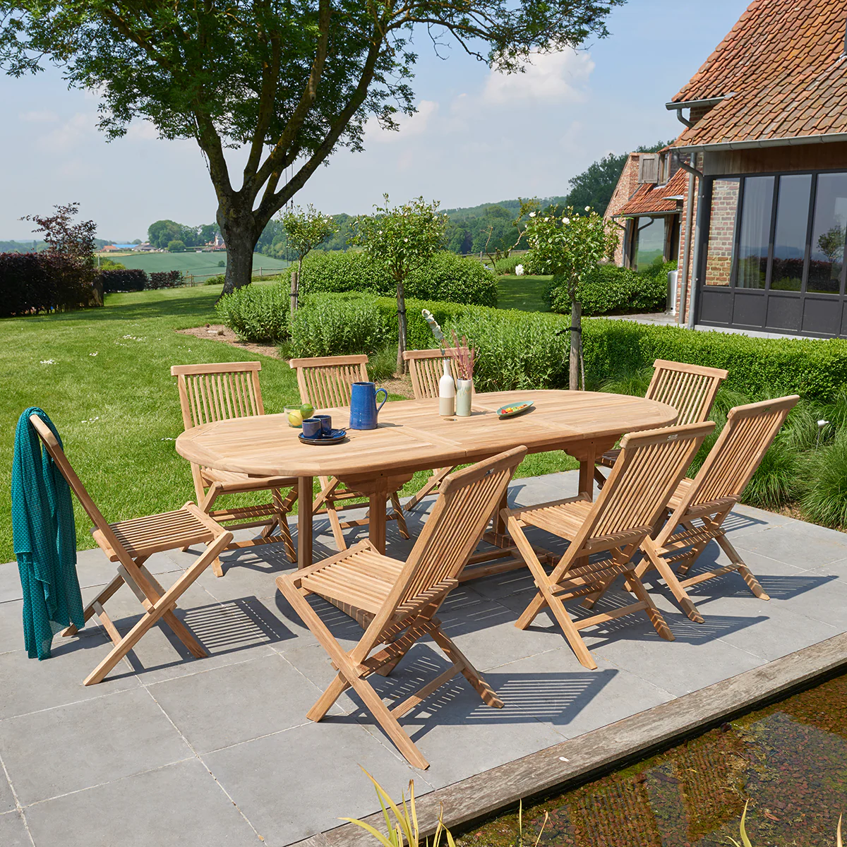 Chaise de jardin en teck massif pliante - Image 6