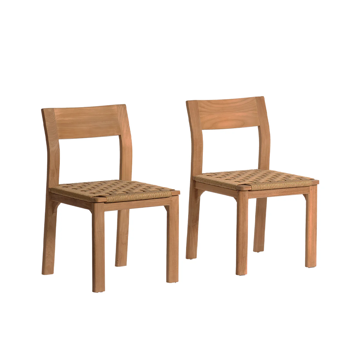 Chaise de jardin en teck massif et rotin (lot de 2) - Image 2