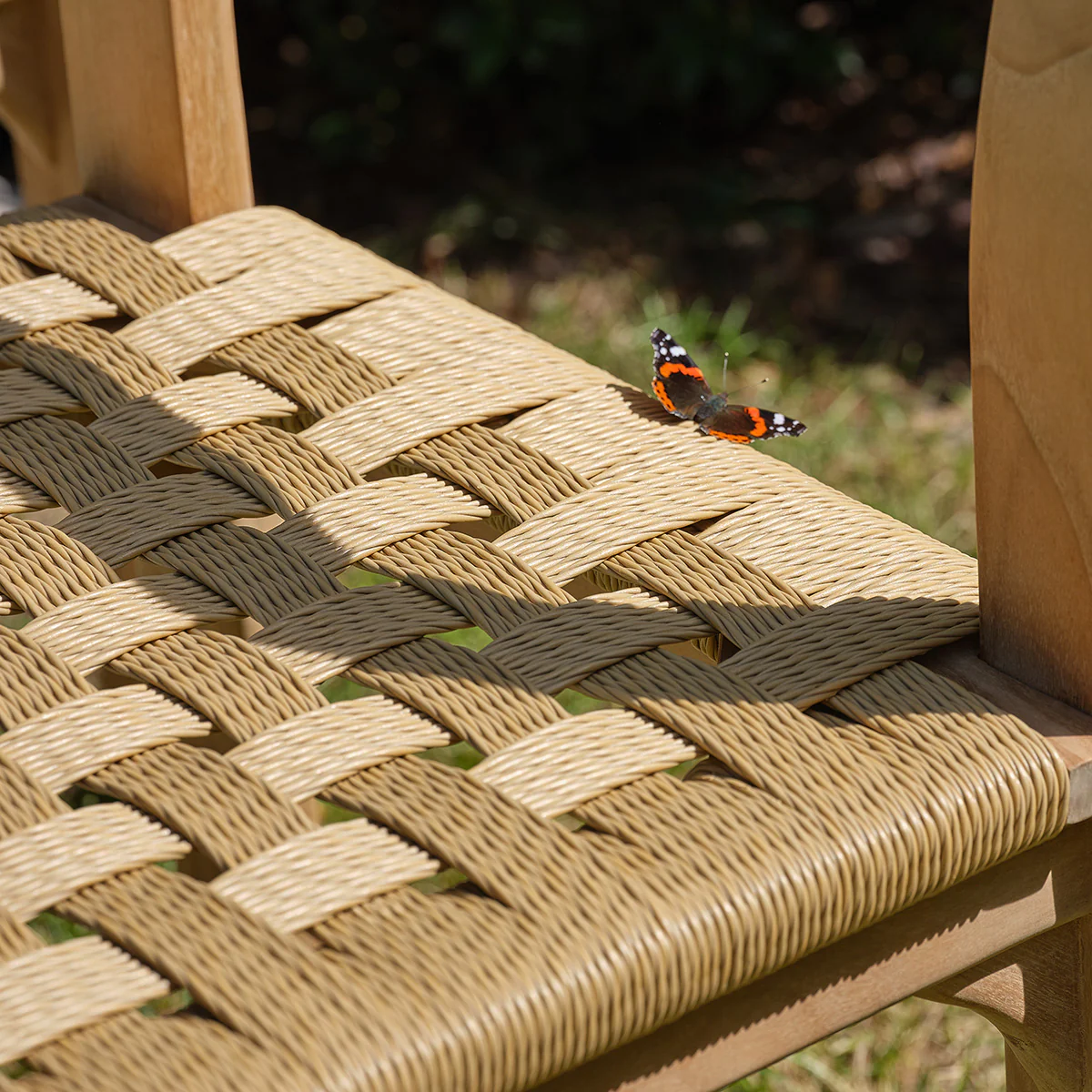 Chaise de jardin en teck massif et rotin (lot de 2) - Image 4