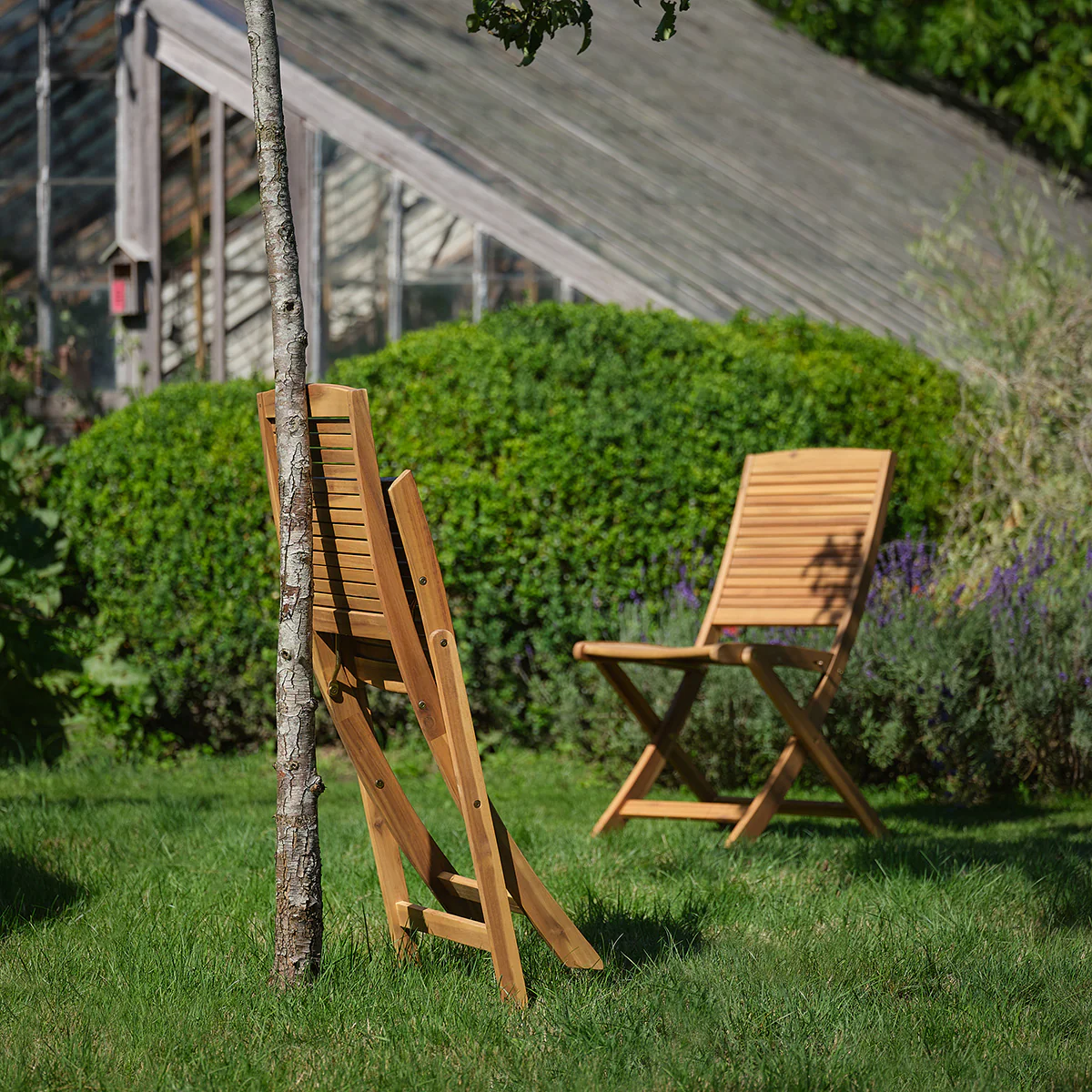 Chaise de jardin pliante en acacia massif huilé (lot de 2) - Image 3