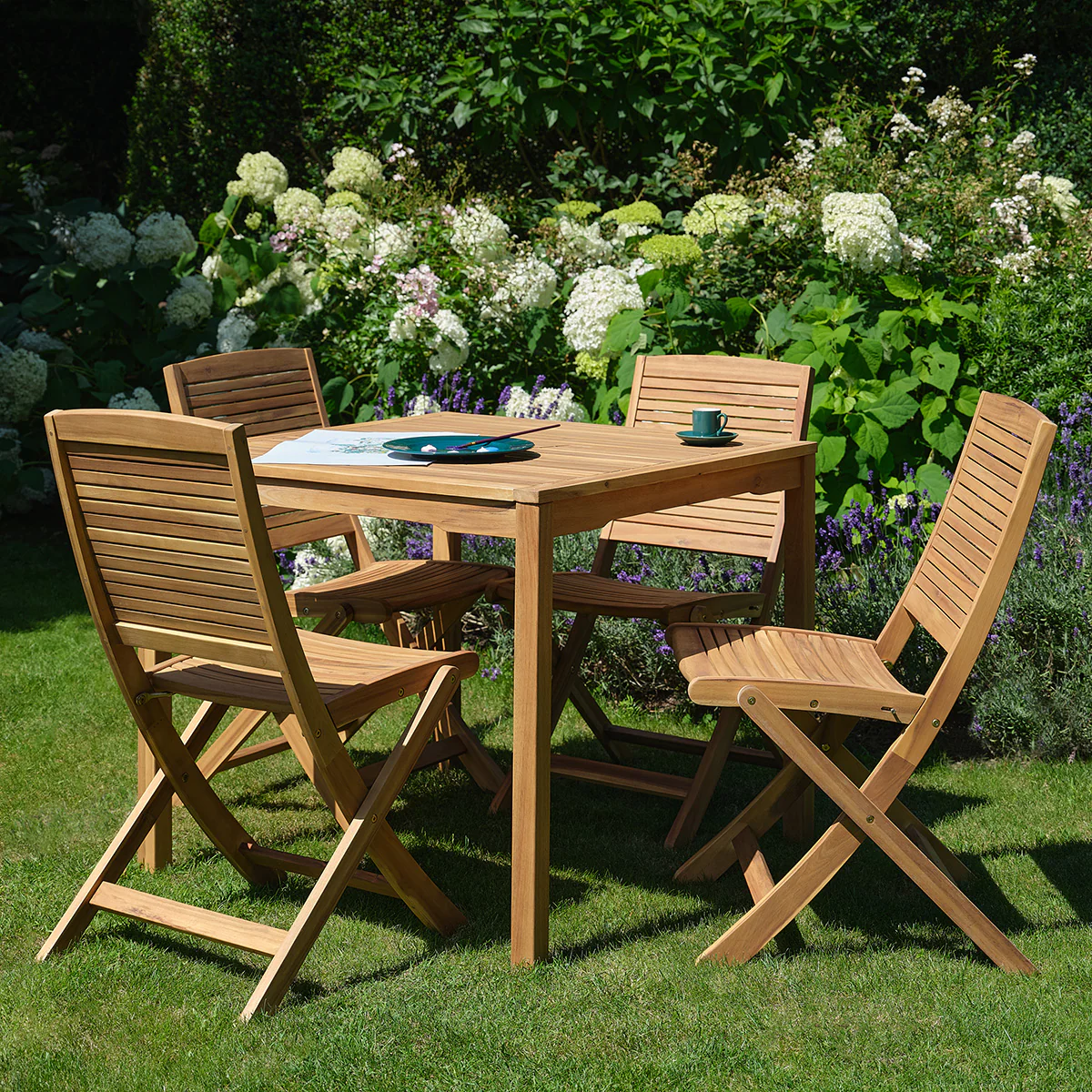 Chaise de jardin pliante en acacia massif huilé (lot de 2) - Image 4