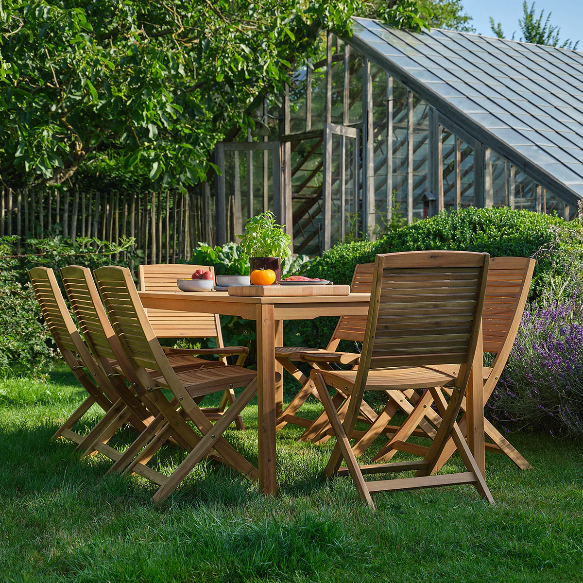 Chaise de jardin pliante en acacia massif huilé (lot de 2) - Image 5