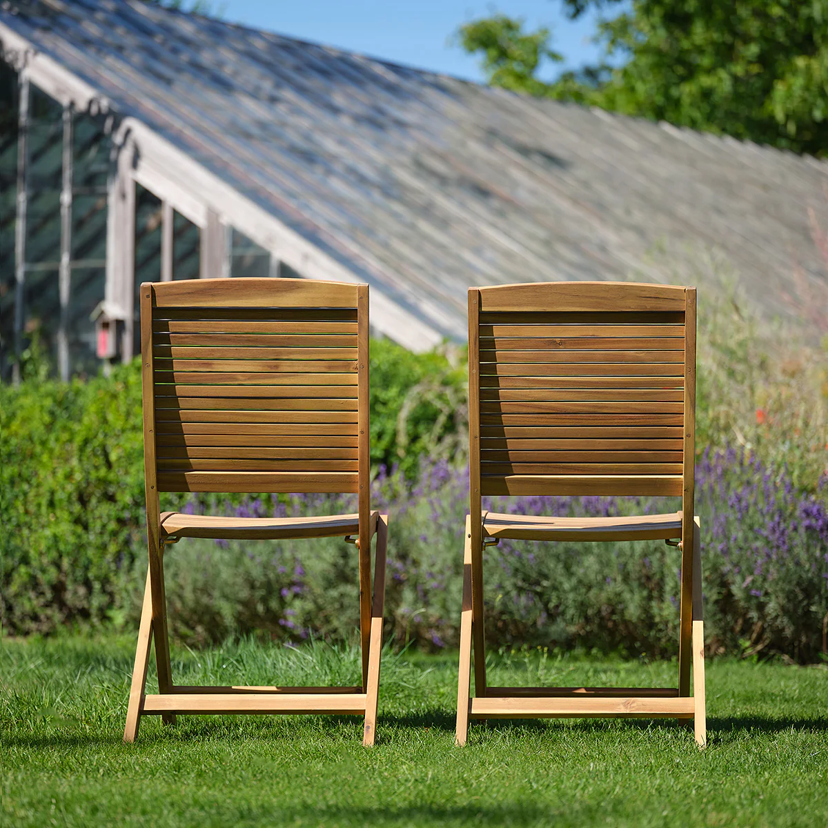 Chaise de jardin pliante en acacia massif huilé (lot de 2) - Image 7