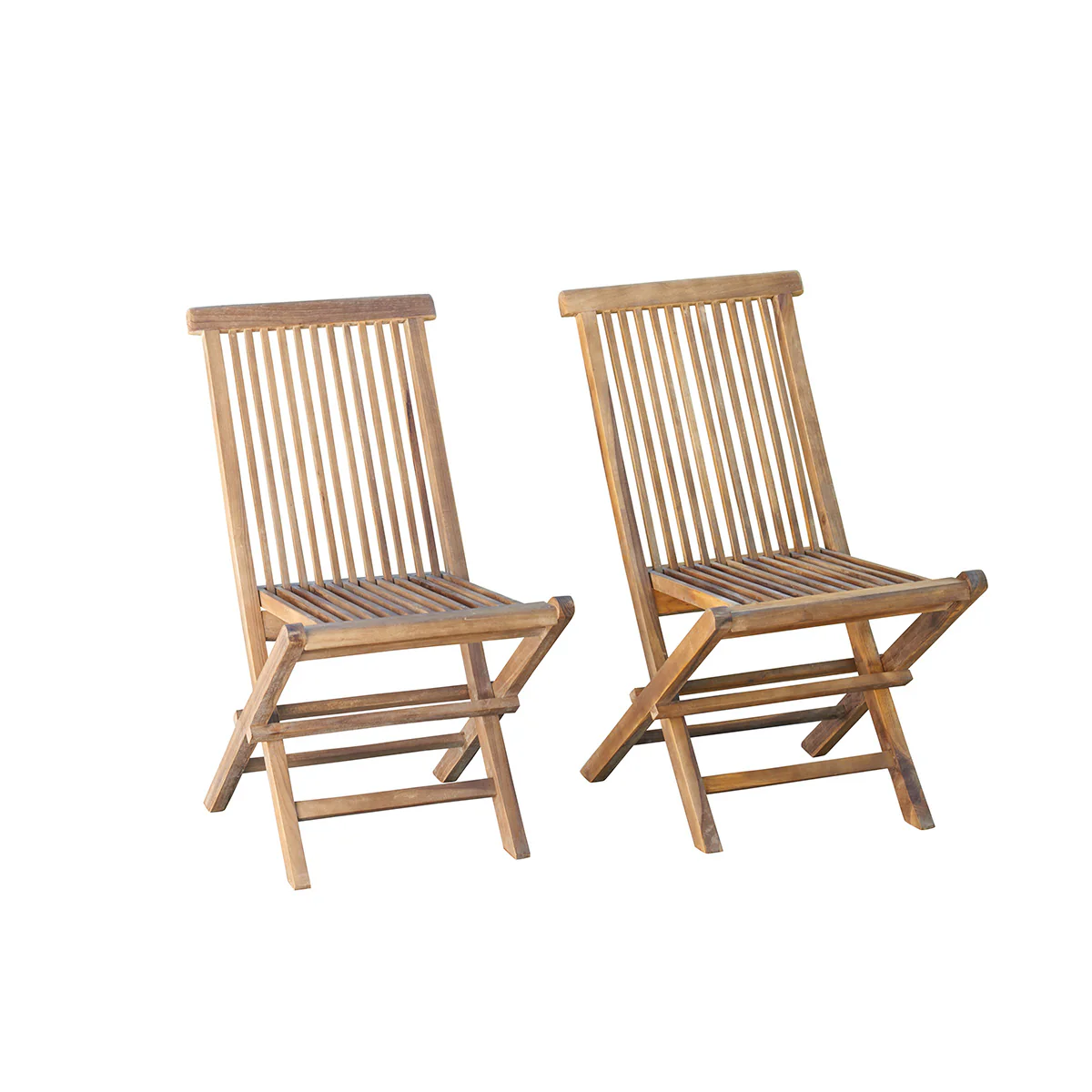 Chaise de jardin en teck huilé massif pliante (lot de 2) - Image 2