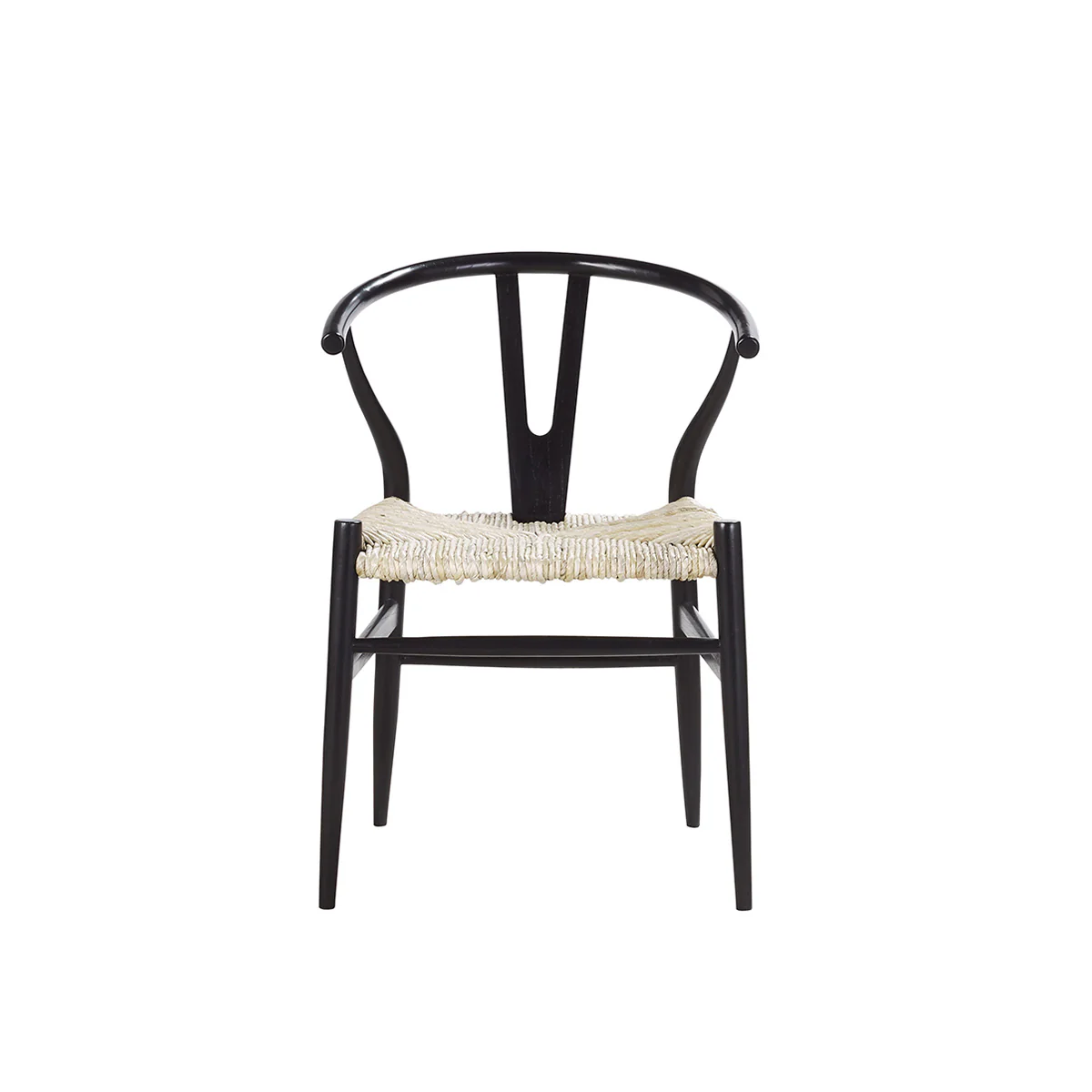Chaise en mindi massif noire et corde naturelle - Image 2