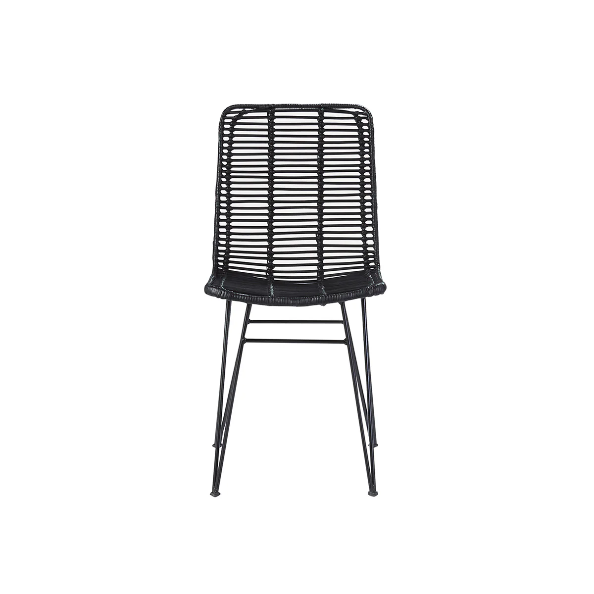 Chaise en rotin et métal noire - Image 2