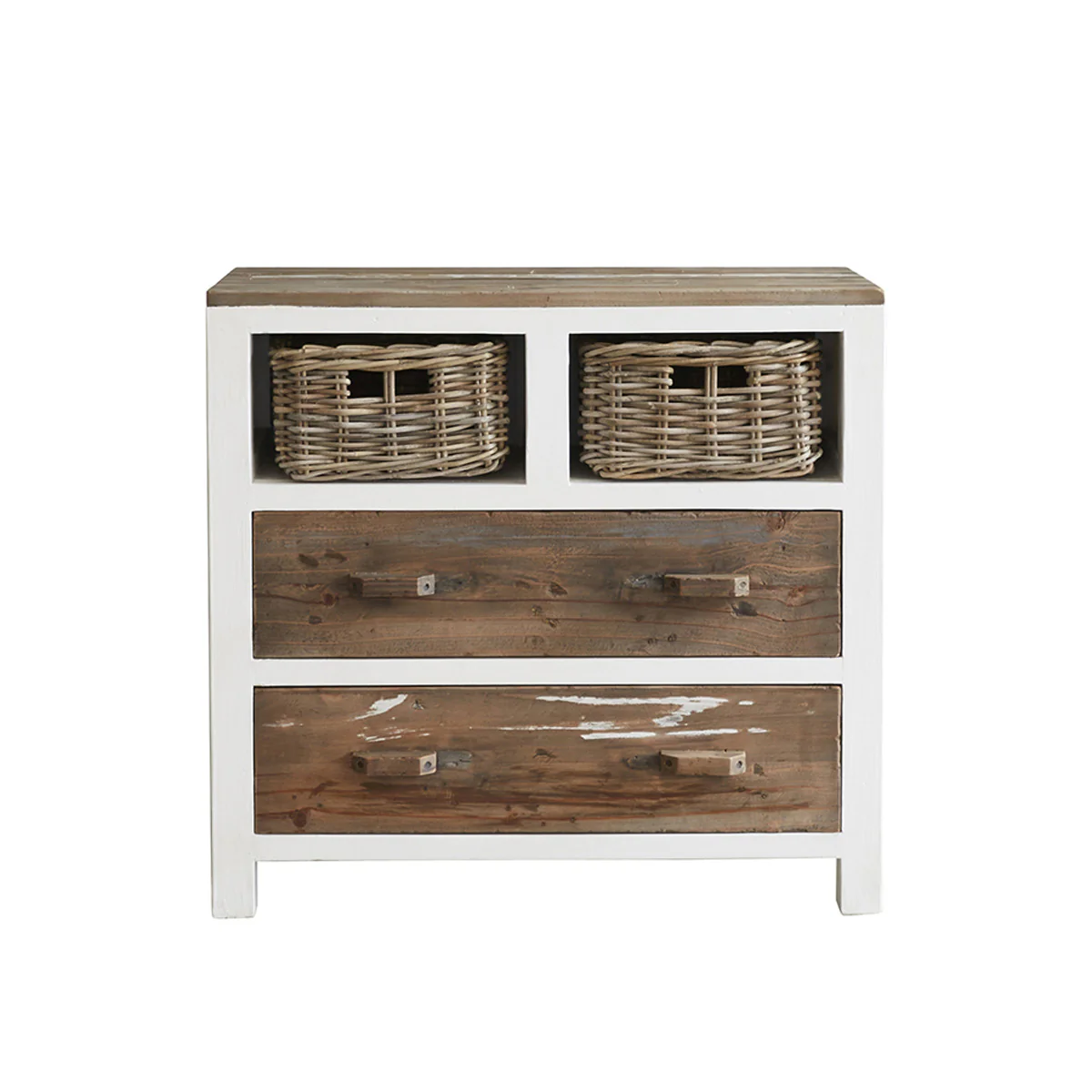 Commode en bois recyclé massif 80 cm - Image 2