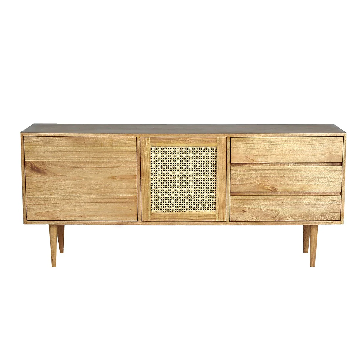 Commode en mindi massif et cannage 175 cm - Image 2