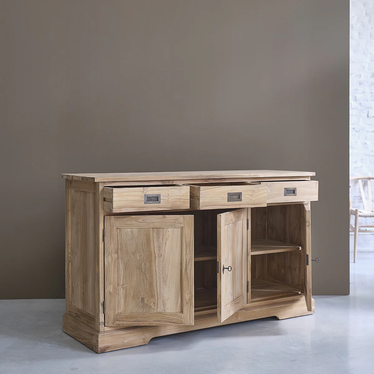Commode en teck massif 150 cm - Image 4