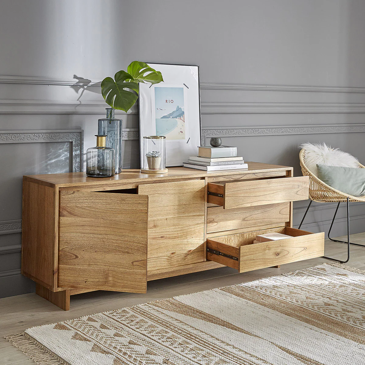 Commode en mindi massif 180 cm - Image 3