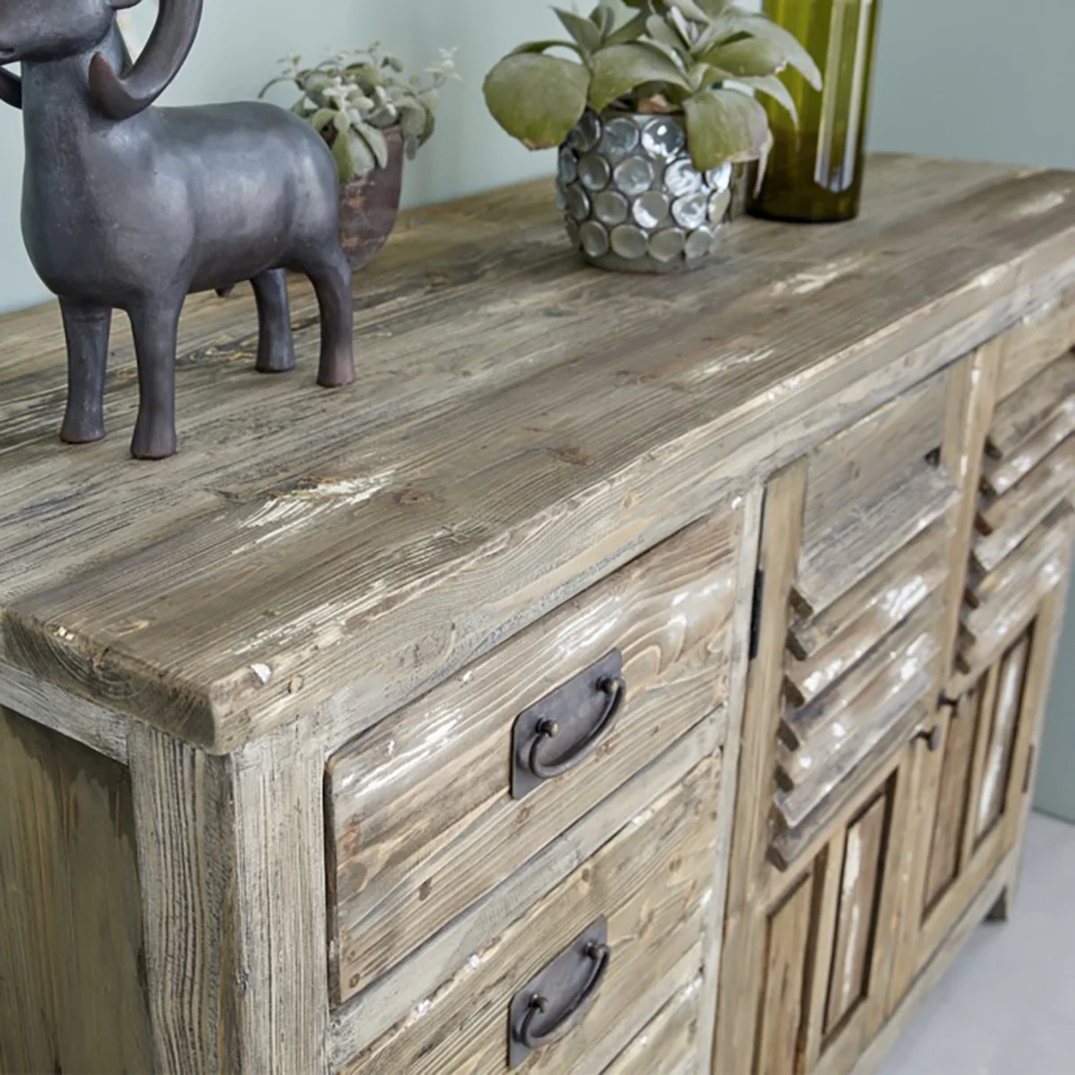 Commode en pin massif recyclé 140 cm - Image 4
