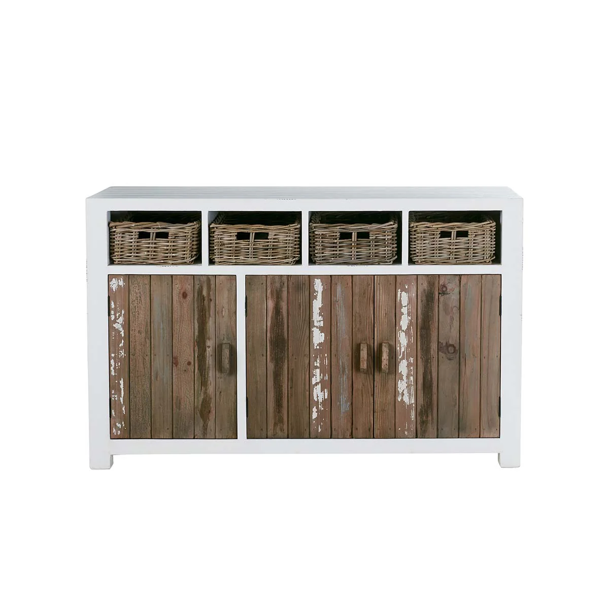 Commode en pin recyclé massif 145 cm - Image 2
