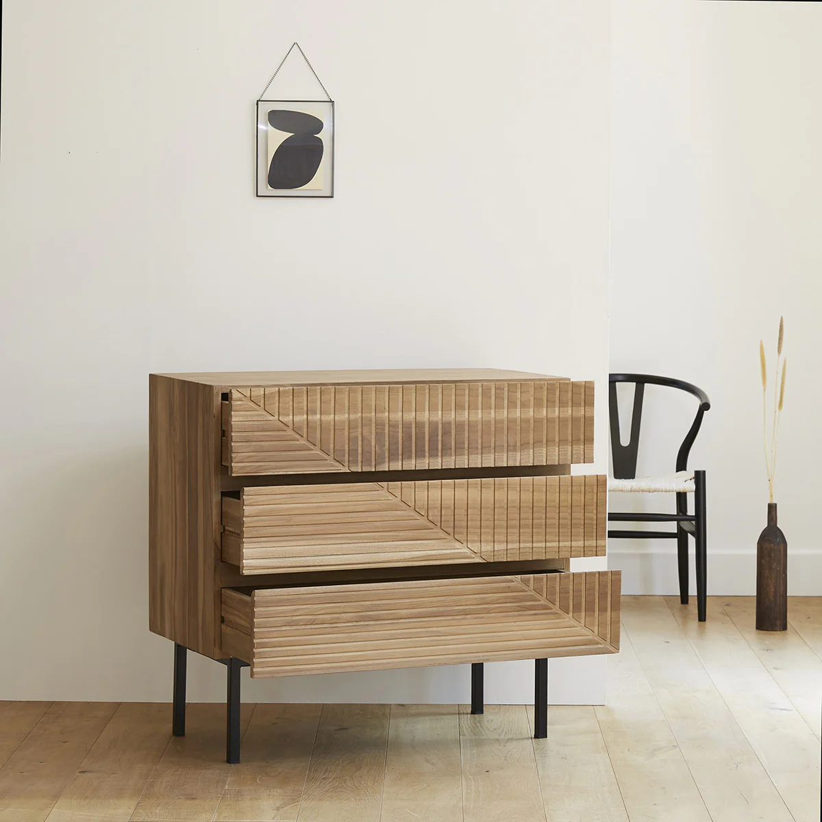 Commode en teck massif 95 cm - Image 3