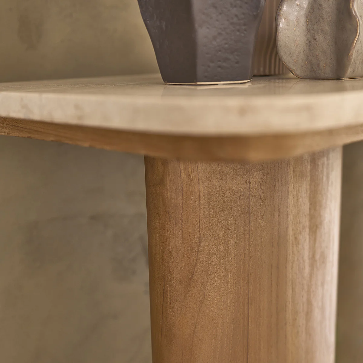 Console en teck massif et marbre 120 cm - Image 4