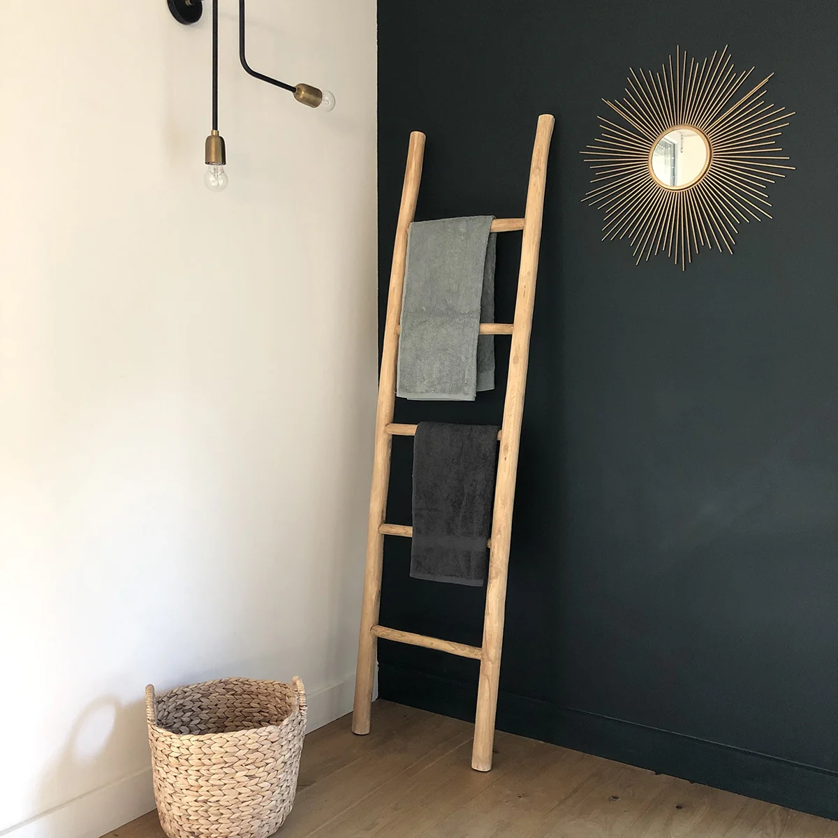 Ăchelle porte-serviettes en teck massif 170 cm