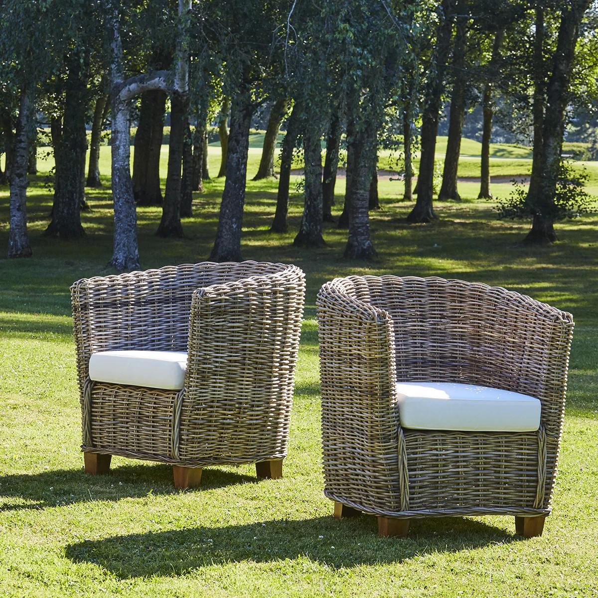 Fauteuil de jardin en kubu naturel (lot de 2)