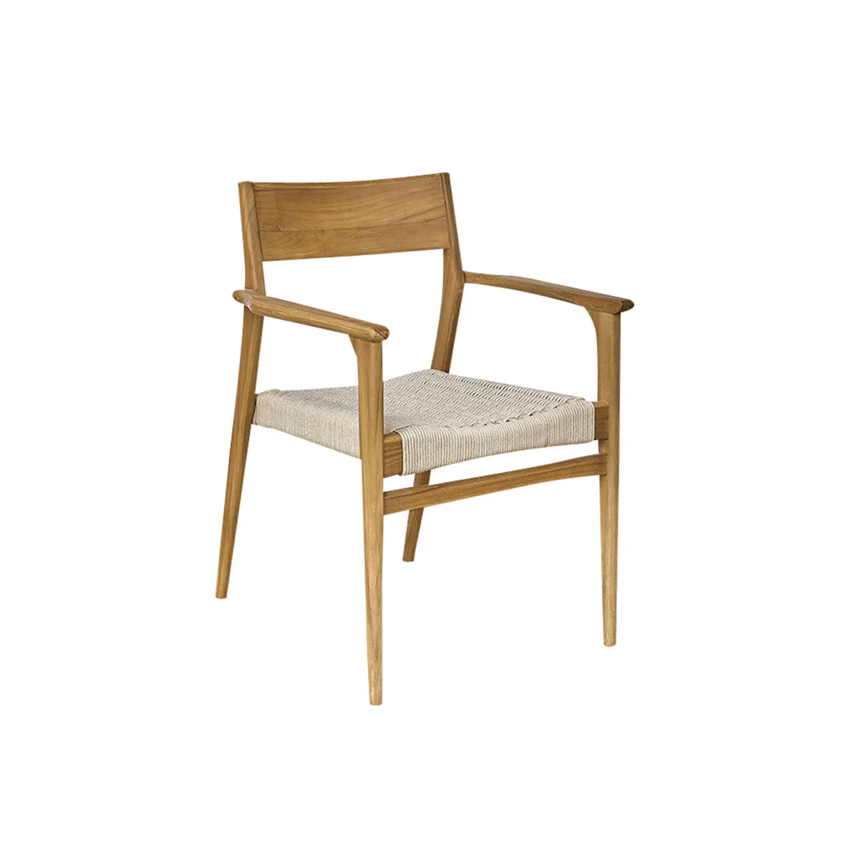 Fauteuil de jardin en teck massif et cordage beige - Image 2
