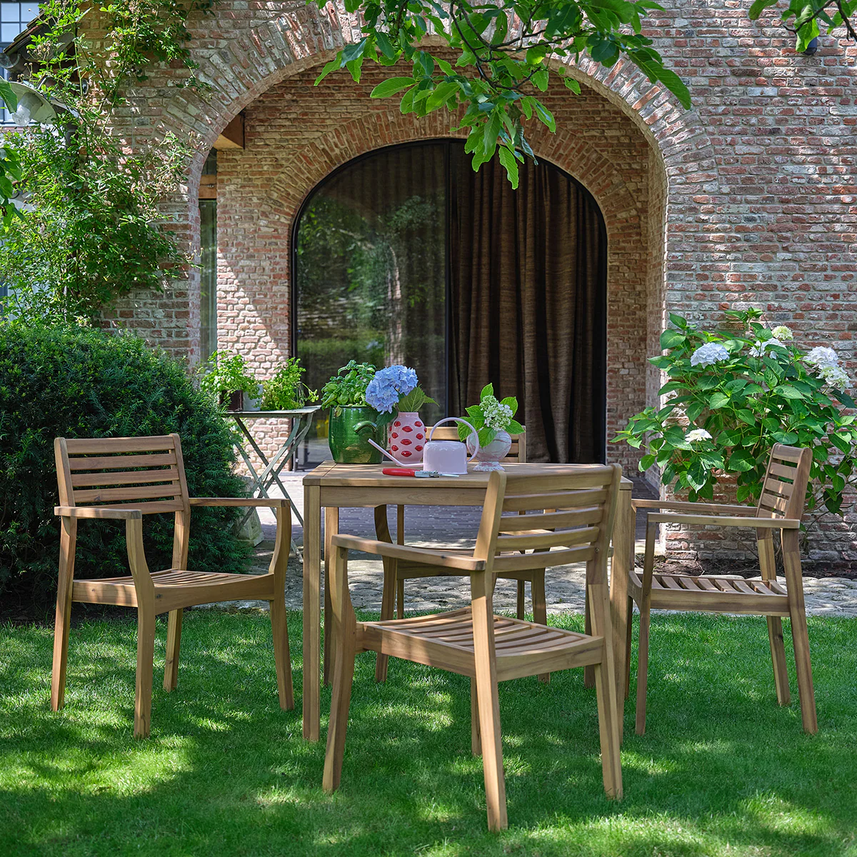 Fauteuil de jardin en acacia massif huilé (lot de 4) - Image 3