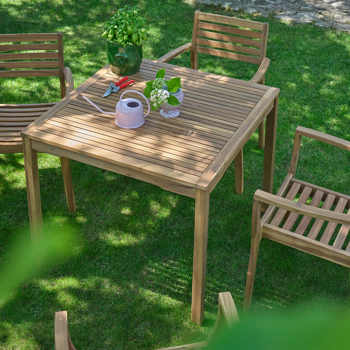 Fauteuil de jardin en acacia massif huilé (lot de 4) - Image 4