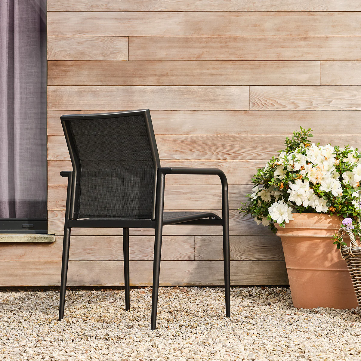 Fauteuil de jardin en aluminium et textilène noir mat (lot de 2) - Image 5
