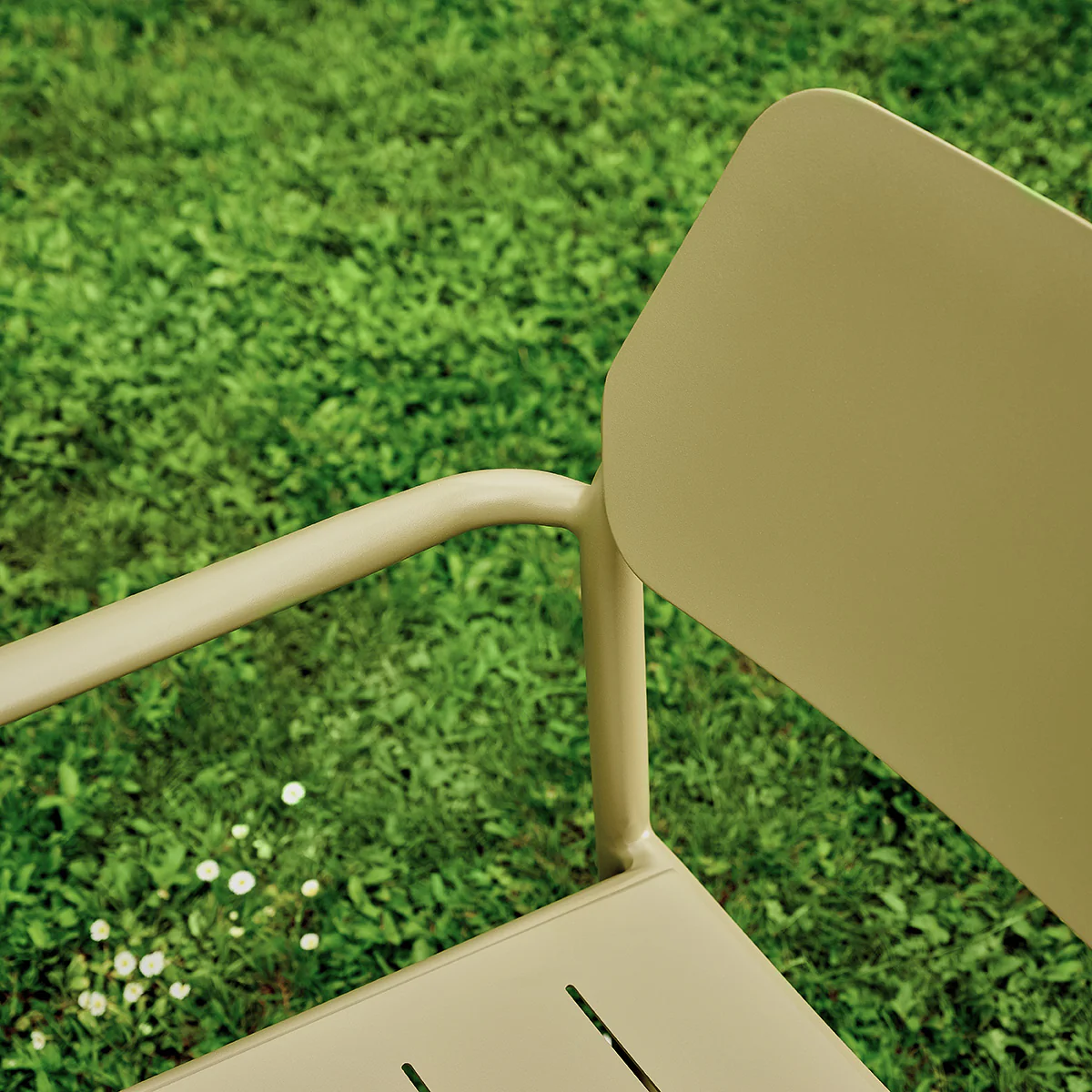 Fauteuil de jardin en aluminium et tissu beige chiné (lot de 2) - Image 6