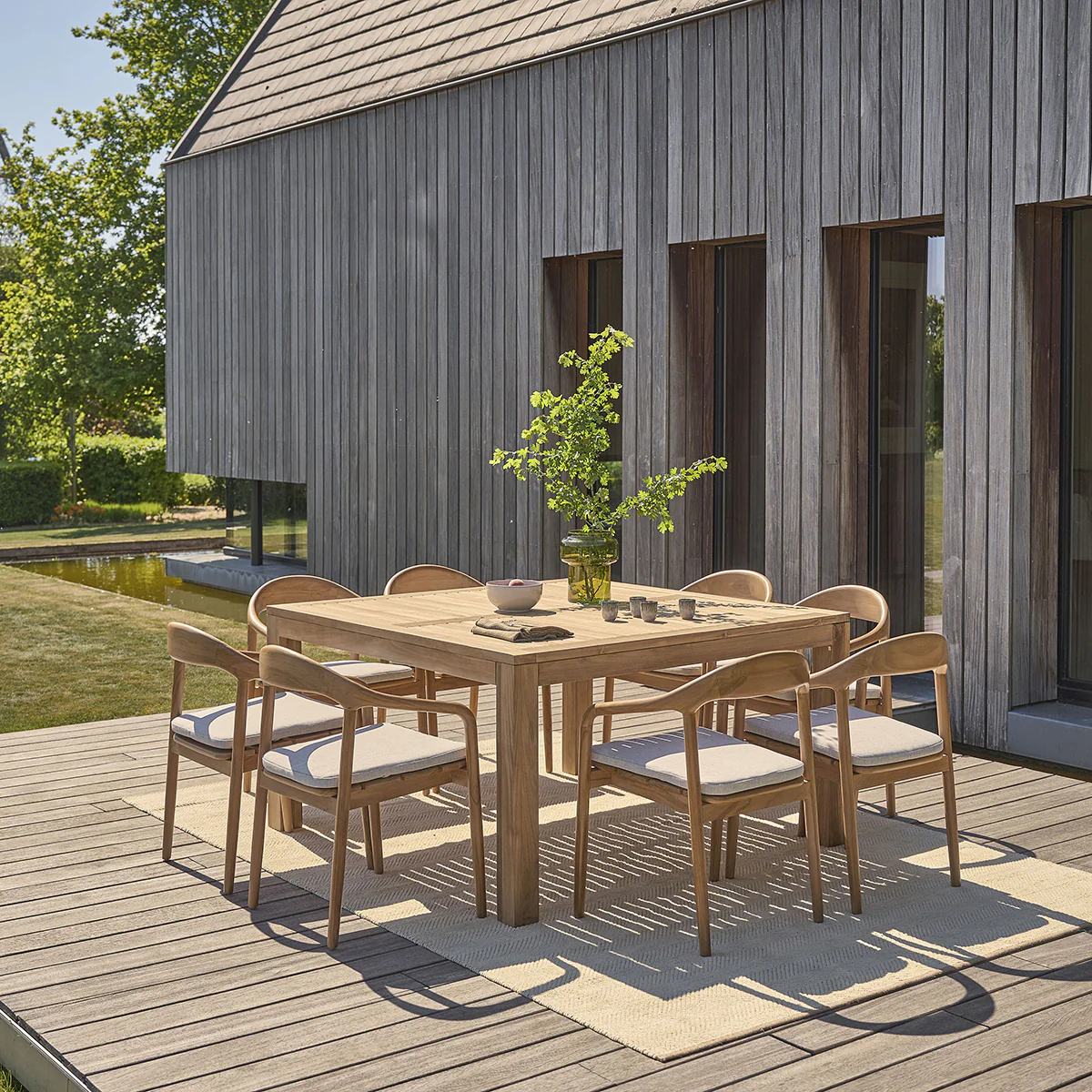 Fauteuil de jardin en teck massif avec coussin grĂšge - Image 10