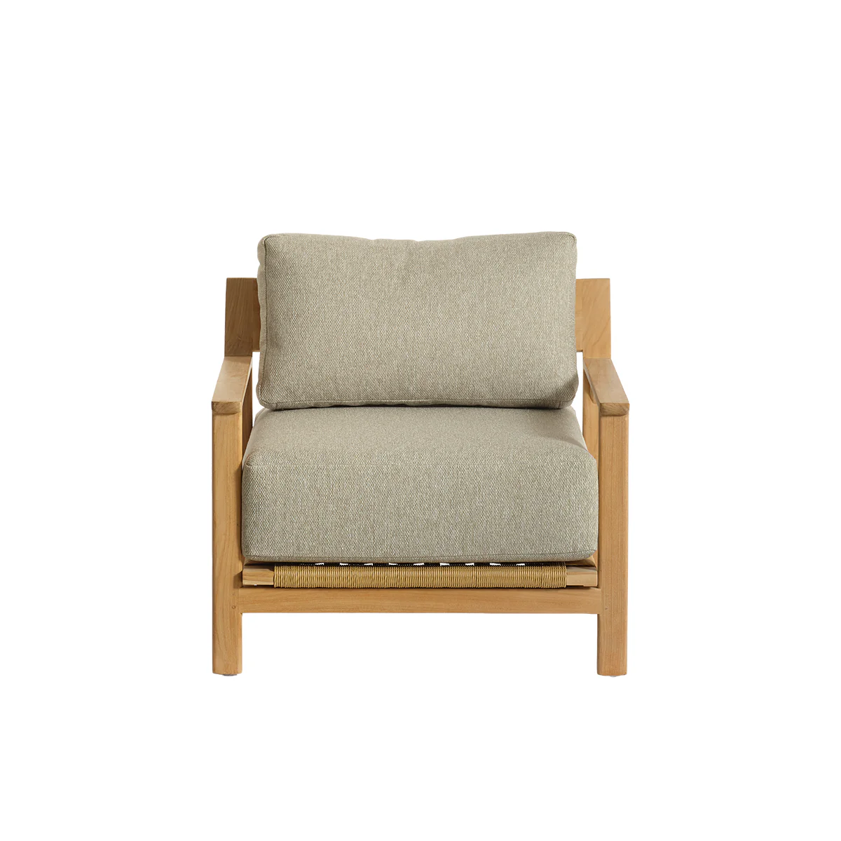 Fauteuil de jardin en teck massif avec coussins gris chiné - Image 2